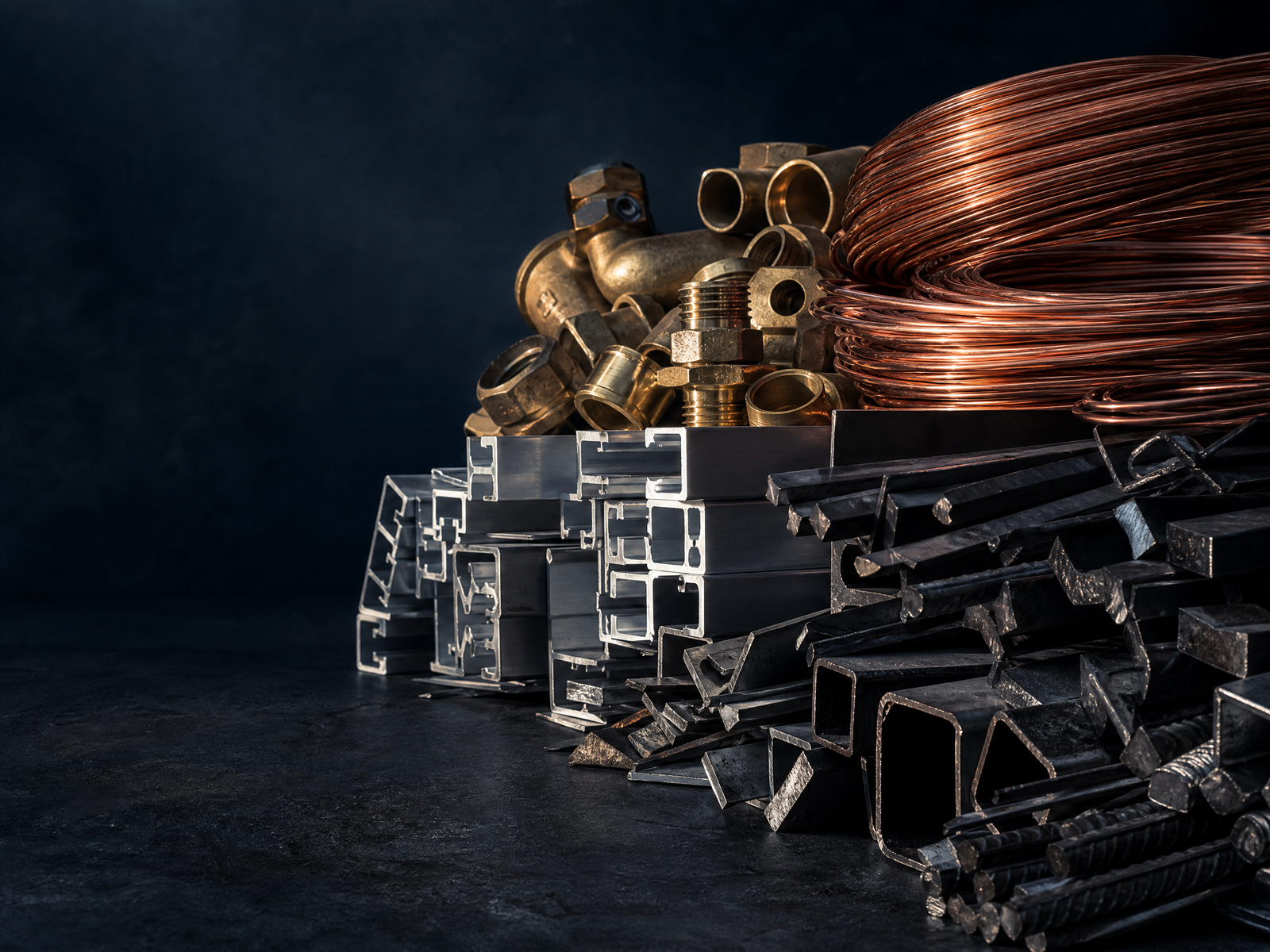 Representative sorted recycled metal materials for a construction or commercial bulk-trading enquiry
